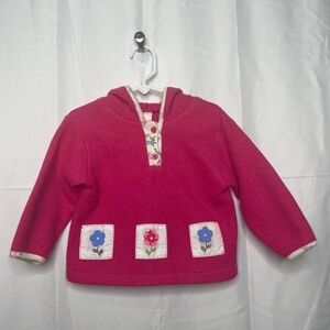 VINTAGE 90s Fleece Floral Hoodie Size 18M